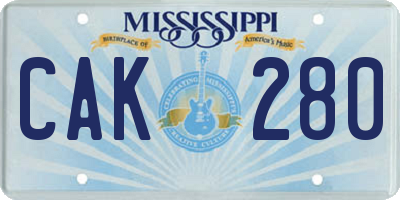 MS license plate CAK280