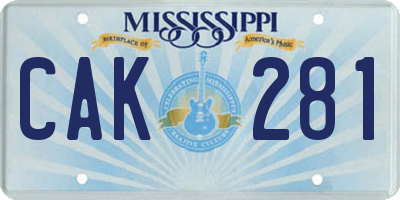 MS license plate CAK281