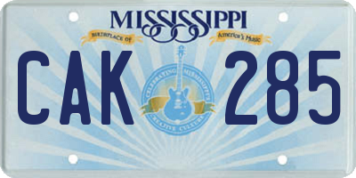 MS license plate CAK285