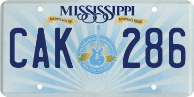 MS license plate CAK286