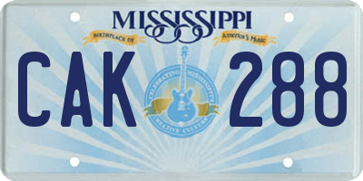 MS license plate CAK288