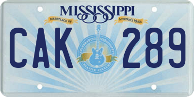 MS license plate CAK289