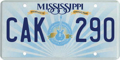 MS license plate CAK290