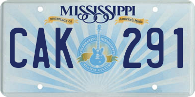 MS license plate CAK291