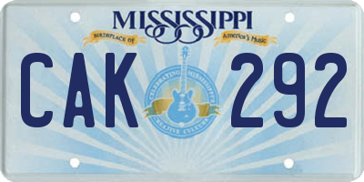 MS license plate CAK292