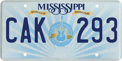 MS license plate CAK293