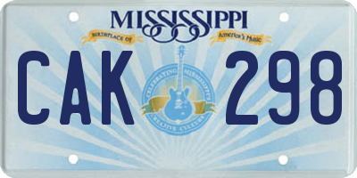 MS license plate CAK298