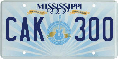 MS license plate CAK300