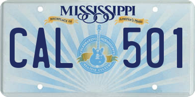 MS license plate CAL501