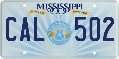 MS license plate CAL502