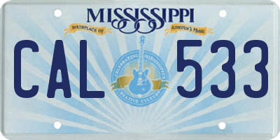 MS license plate CAL533