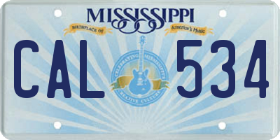 MS license plate CAL534