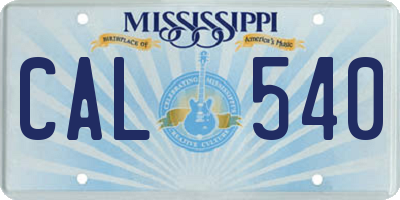 MS license plate CAL540
