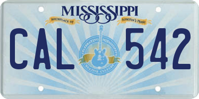 MS license plate CAL542