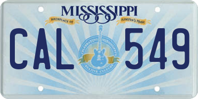 MS license plate CAL549