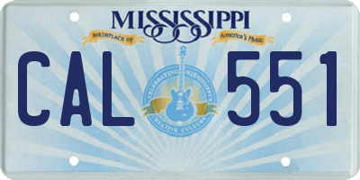 MS license plate CAL551