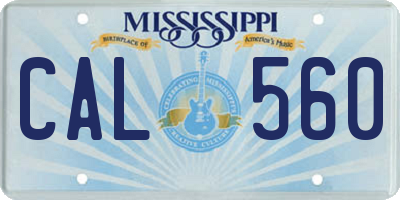 MS license plate CAL560