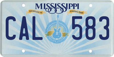 MS license plate CAL583