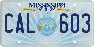 MS license plate CAL603