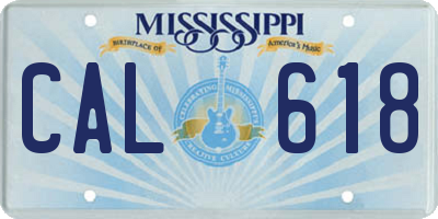 MS license plate CAL618