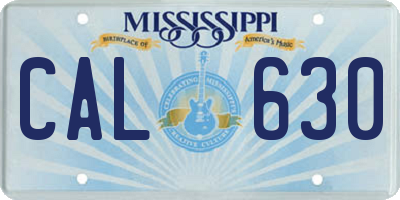 MS license plate CAL630