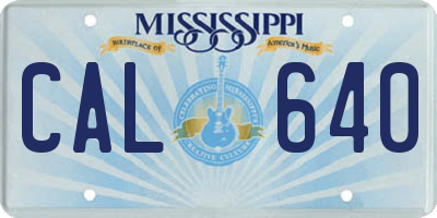 MS license plate CAL640