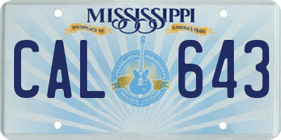 MS license plate CAL643