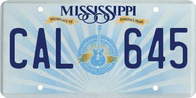 MS license plate CAL645