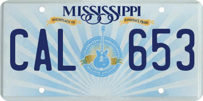 MS license plate CAL653