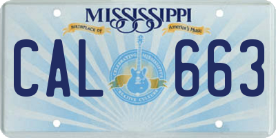 MS license plate CAL663