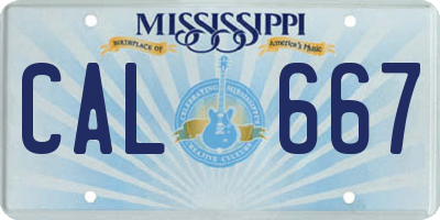 MS license plate CAL667