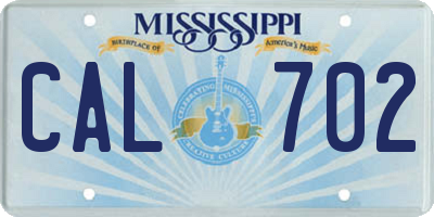 MS license plate CAL702