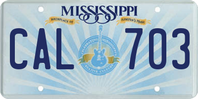 MS license plate CAL703
