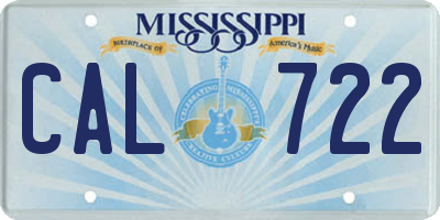 MS license plate CAL722