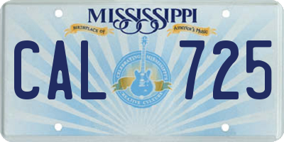 MS license plate CAL725