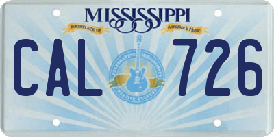 MS license plate CAL726