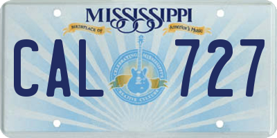 MS license plate CAL727