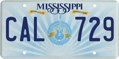 MS license plate CAL729