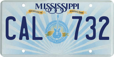 MS license plate CAL732