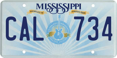 MS license plate CAL734