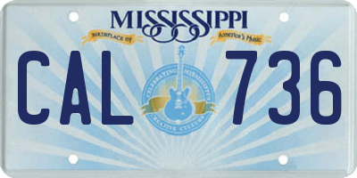 MS license plate CAL736