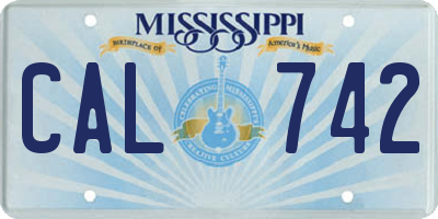 MS license plate CAL742