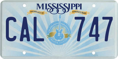 MS license plate CAL747