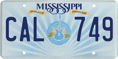 MS license plate CAL749