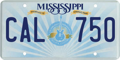 MS license plate CAL750
