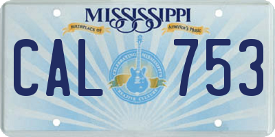 MS license plate CAL753