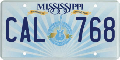 MS license plate CAL768
