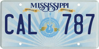 MS license plate CAL787