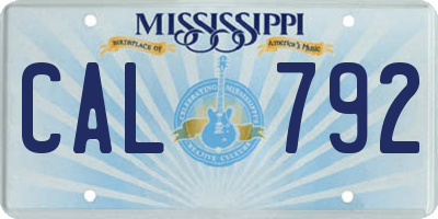 MS license plate CAL792