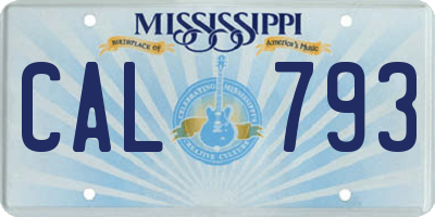 MS license plate CAL793